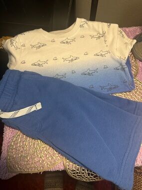 Garanimals Blue and White Shark Gradient Tee with Blue Jogger Pants